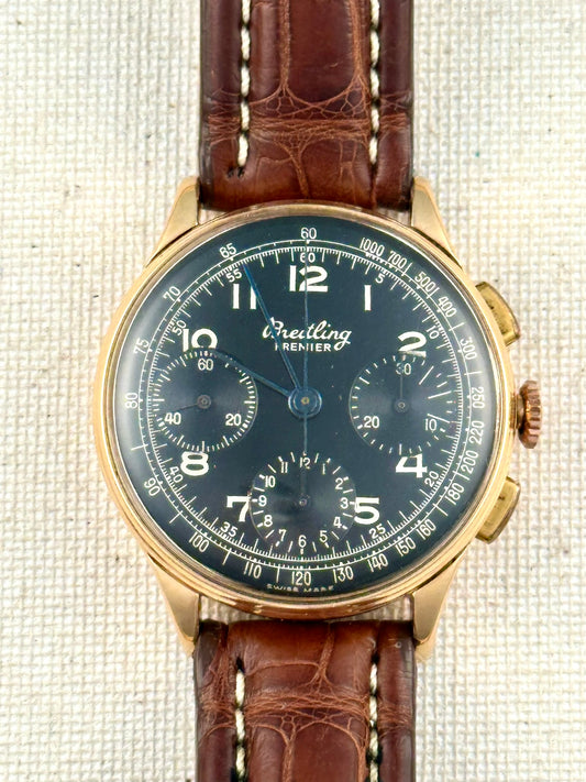 Breitling Premier 18k Rose Gold 787 Black Dial Vintage