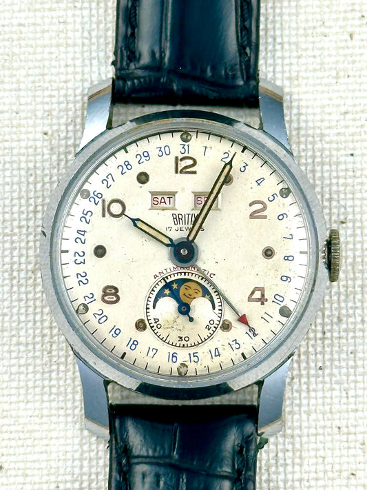 Britix Triple Calendar Moonphase Vintage
