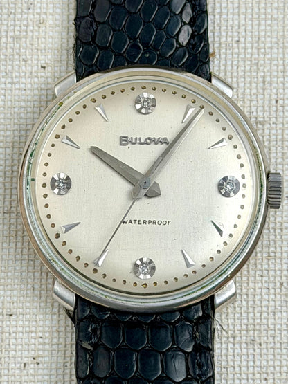 Bulova 10k White GF Diamond Dial Vintage