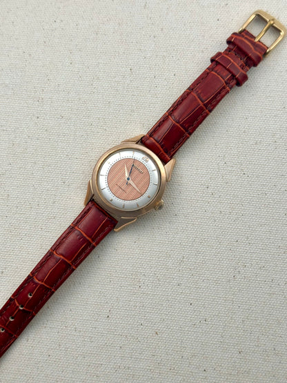 Rodania 18k Rose Gold Tapestry Dial Vintage