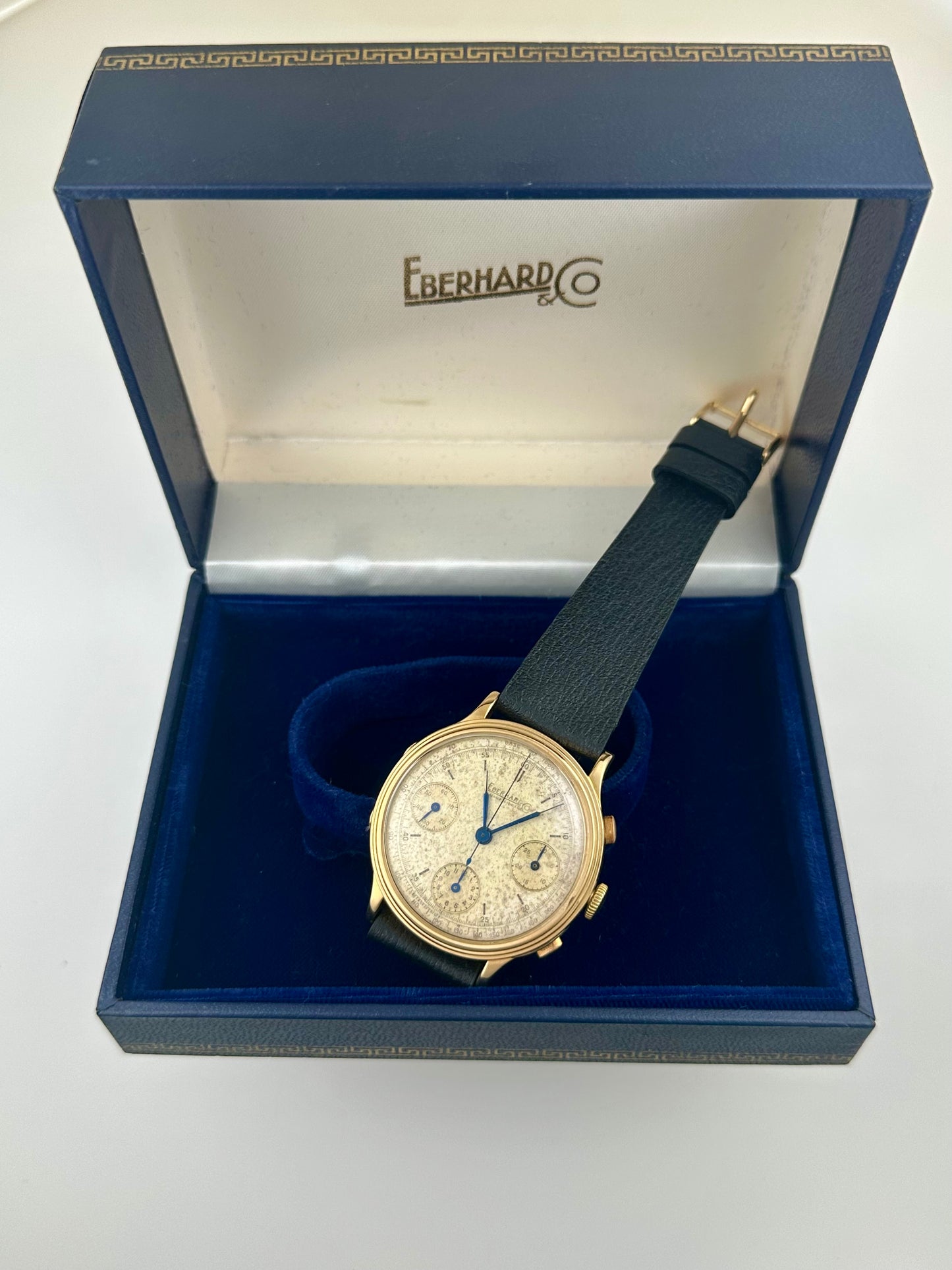 Eberhard 18k Yellow Gold Tri-Compax 1943 with Box Vintage