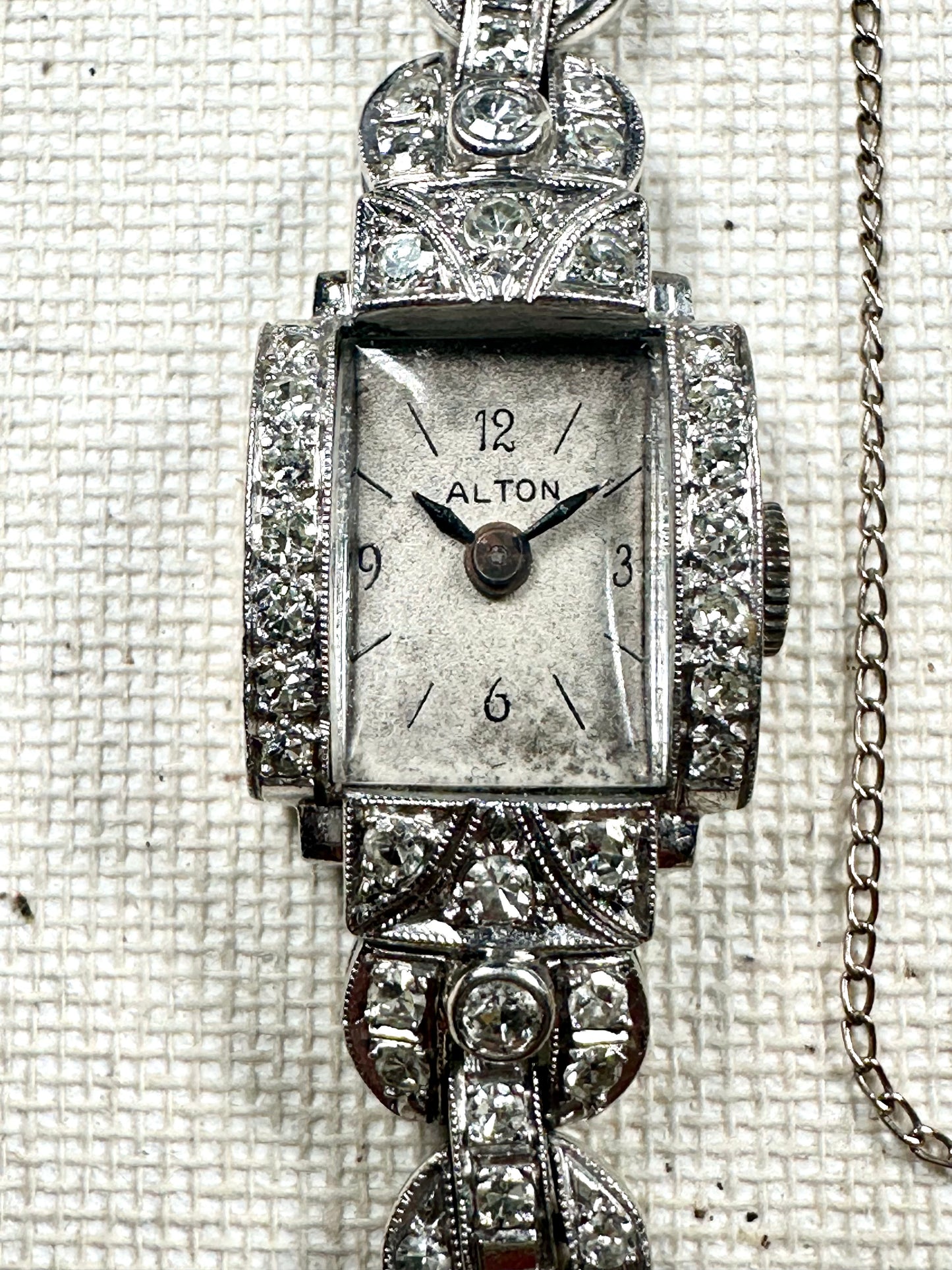 Alton Platinum & 14k Gold Diamond Bracelet Watch Vintage