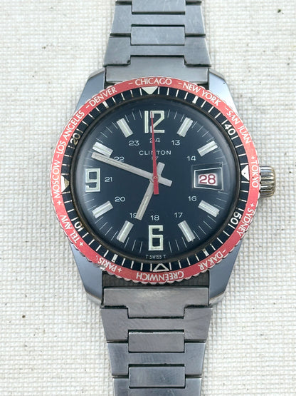 Clinton World Timer Date Vintage