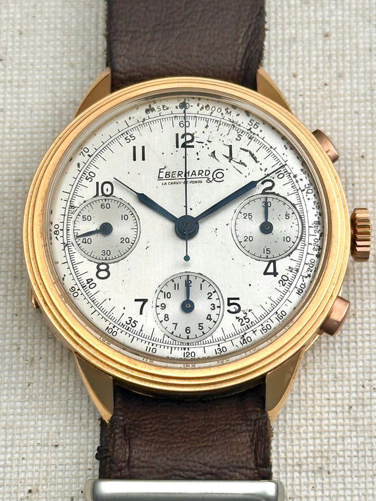 Eberhard 18k Gold Tri-Compax 1947 Vintage