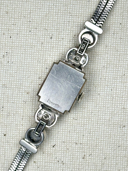 Alton Platinum & 14k Gold Diamond Bracelet Watch Vintage