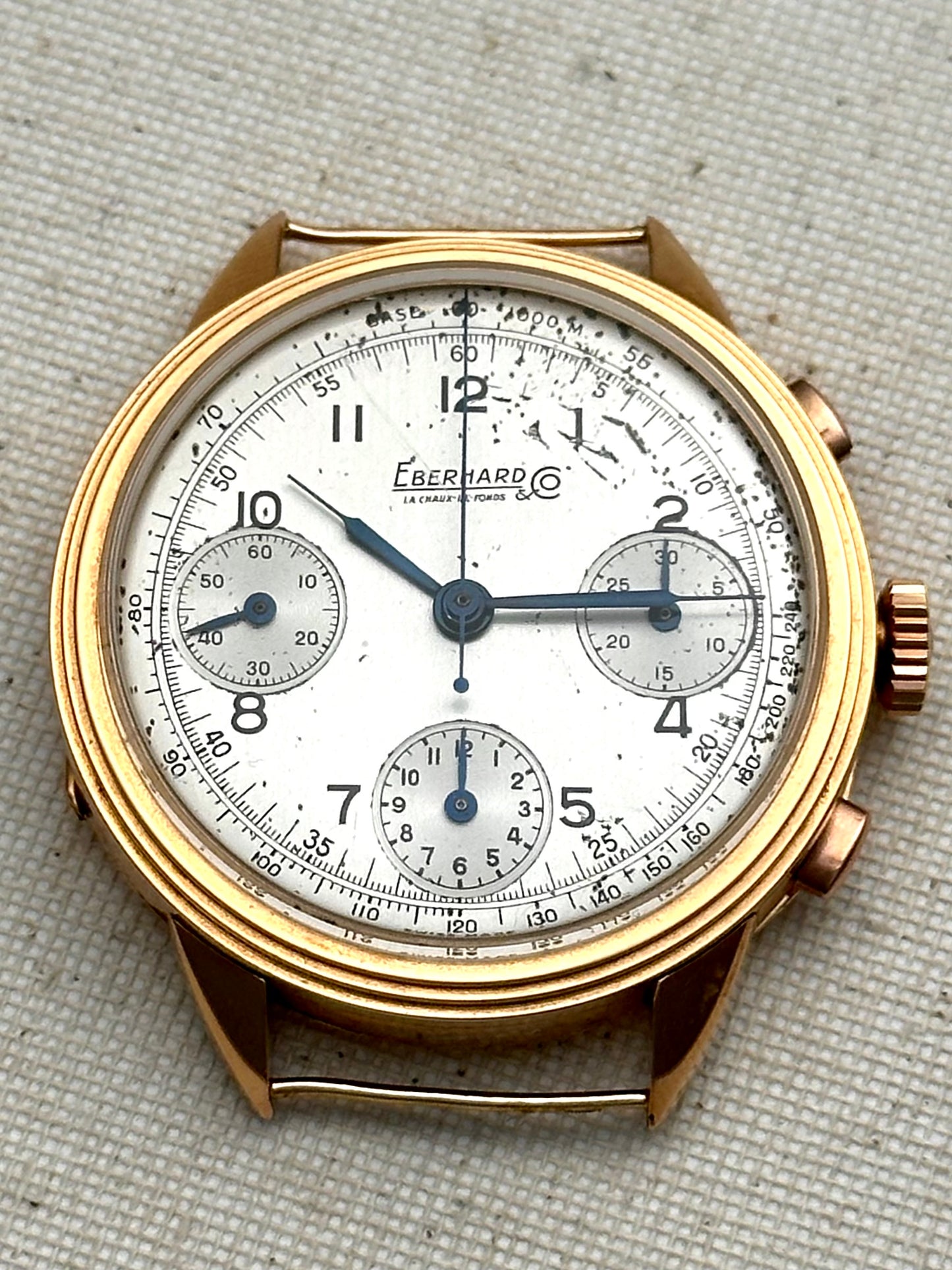 Eberhard 18k Gold Tri-Compax 1947 Vintage