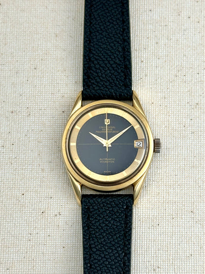 Universal Geneve Polerouter Date Black Crosshair Dial with Box Vintage