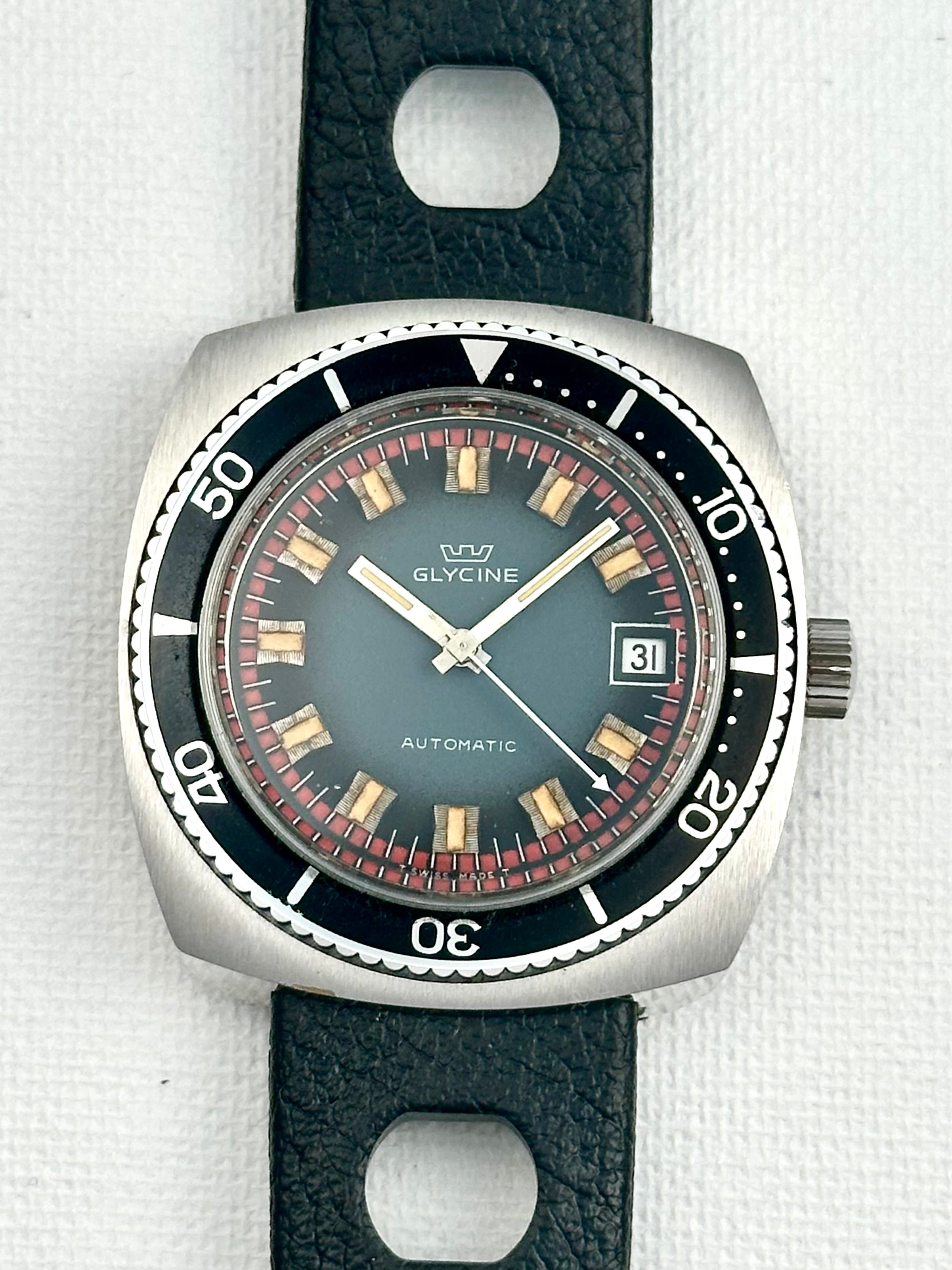 Glycine Diver Blue with Color Minute Wheel Vintage – Old School