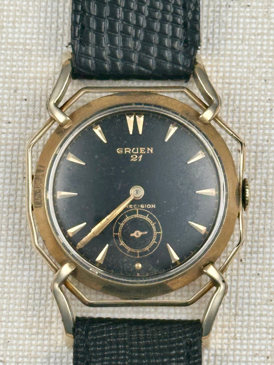 Gruen Precision 21 Spider Black Dial Vintage