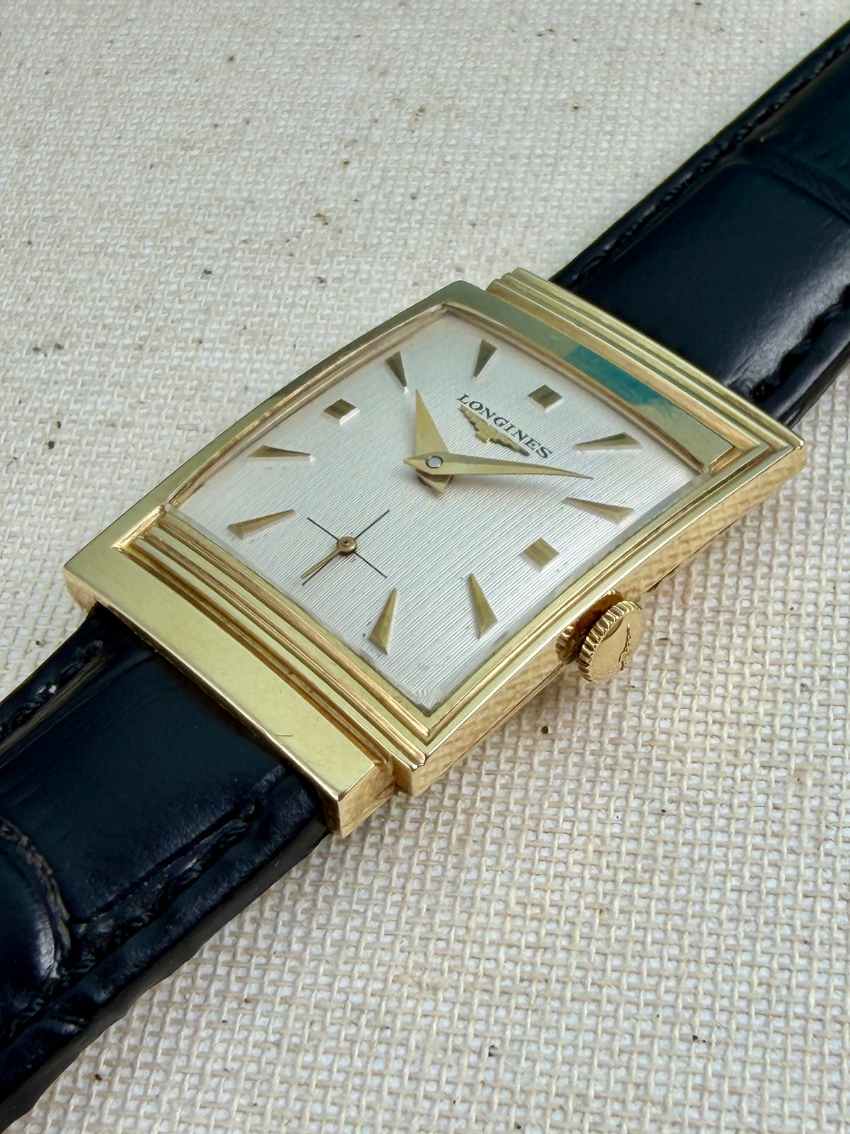 Longines Linen Dial Tank Vintage