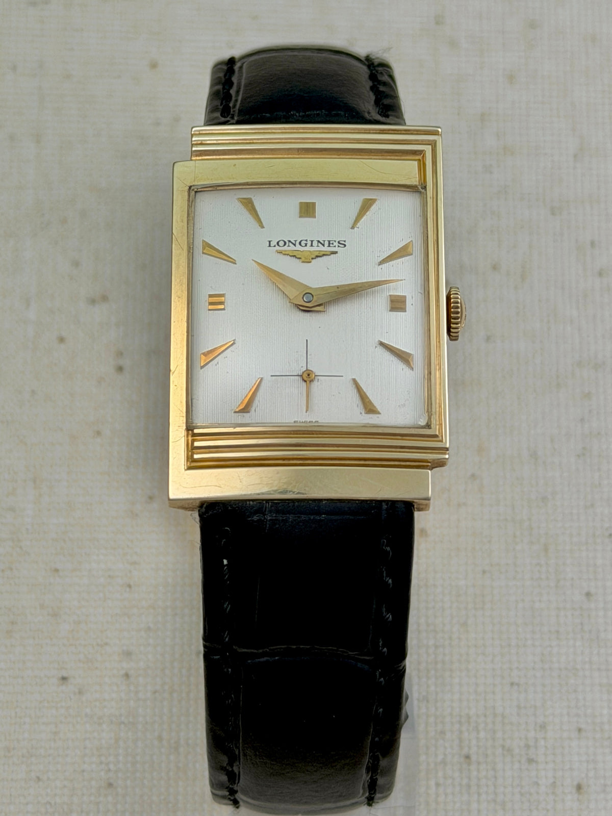 Longines Linen Dial Tank Vintage