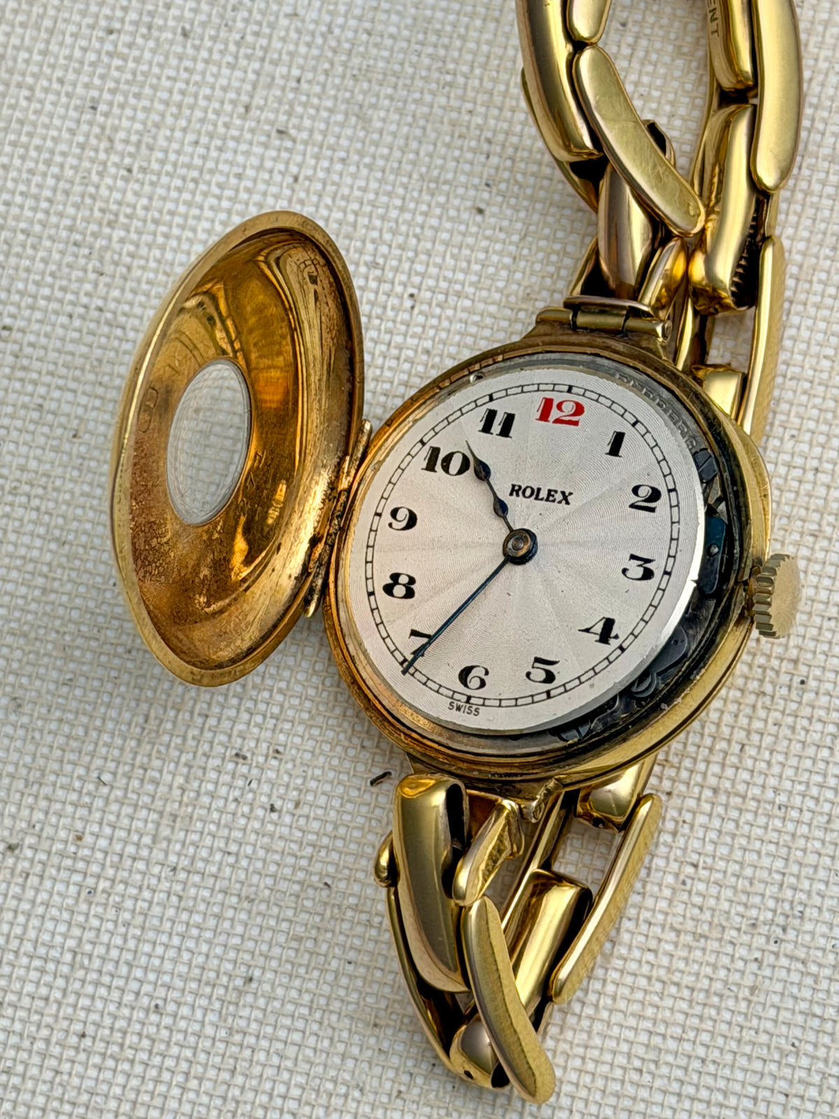 Rolex Roaring 20s Half Hunter 9k gold Ladies Cocktail Vintage