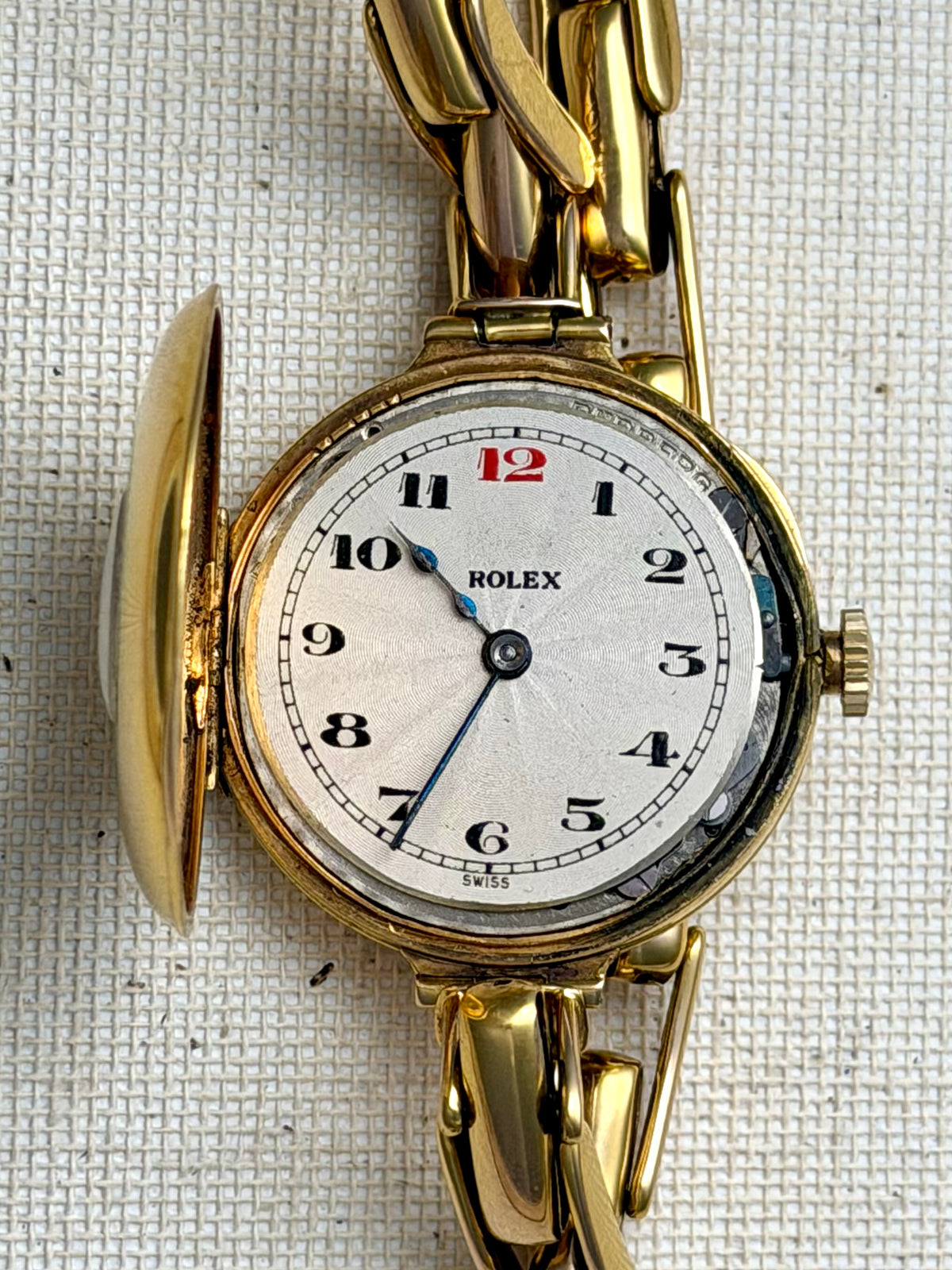 Rolex Roaring 20s Half Hunter 9k gold Ladies Cocktail Vintage