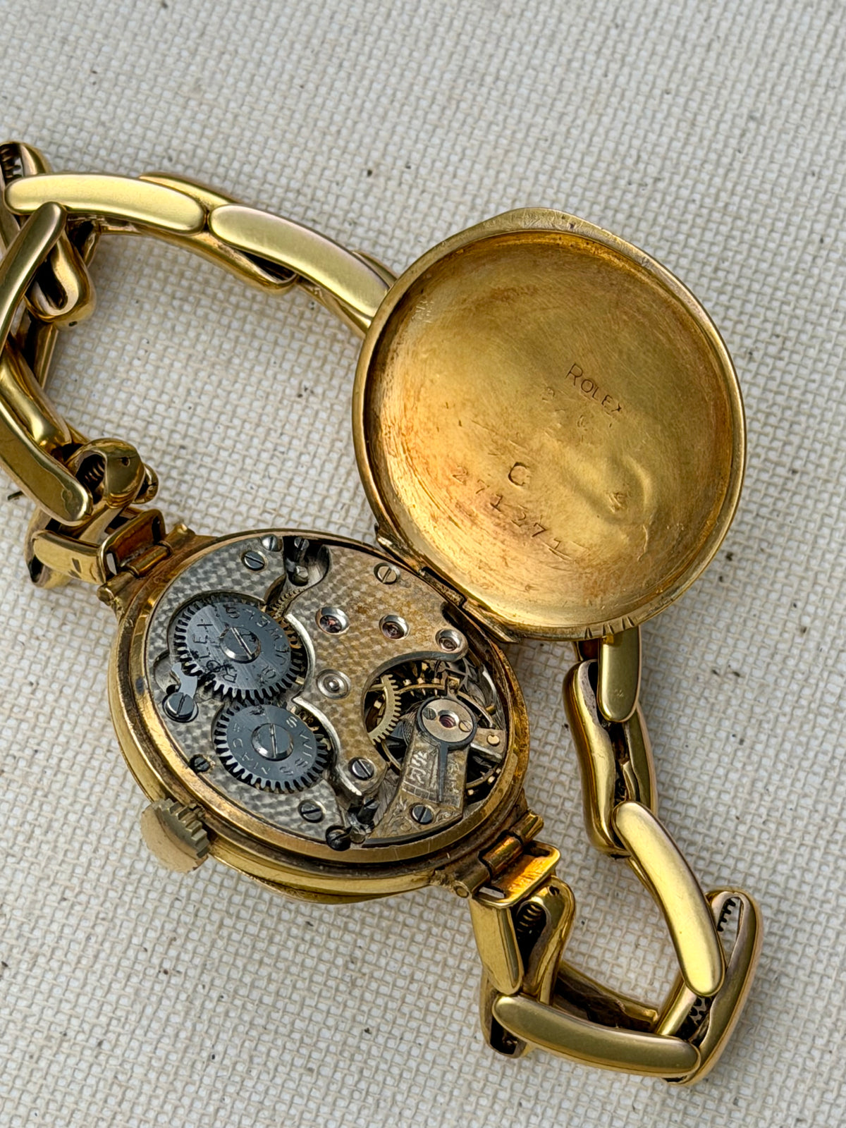 Rolex Roaring 20s Half Hunter 9k gold Ladies Cocktail Vintage
