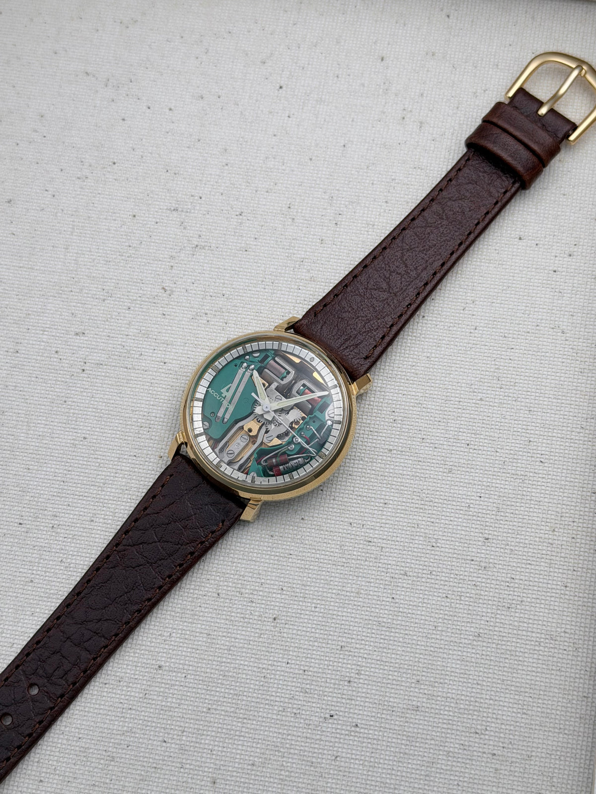 Accutron Spaceview Gold Filled Brown Strap Vintage
