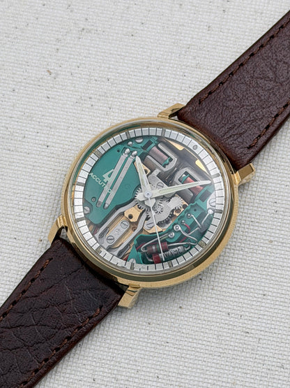 Accutron Spaceview Gold Filled Brown Strap Vintage