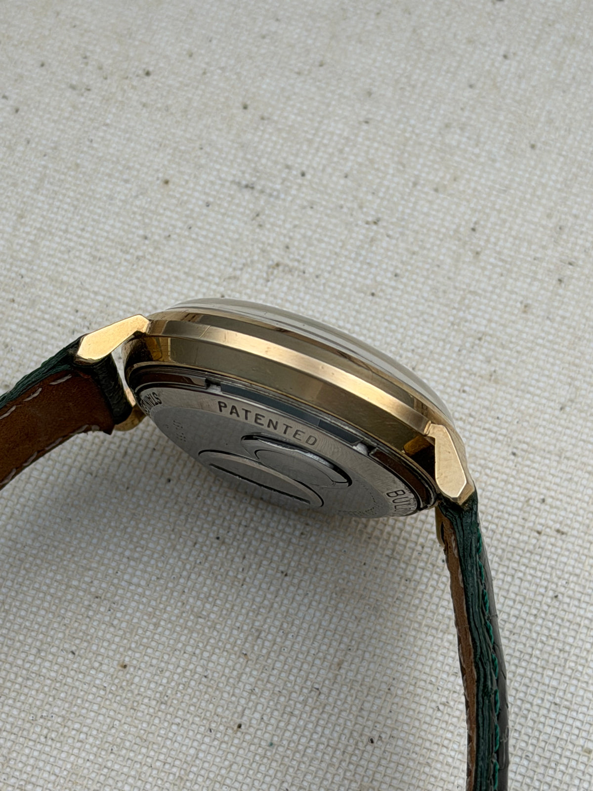Accutron Spaceview Gold Filled Green Strap Vintage