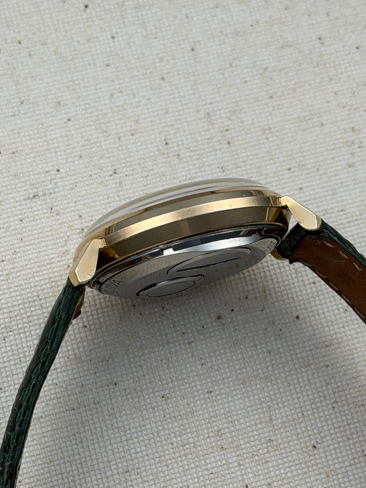 Accutron Spaceview Gold Filled Green Strap Vintage