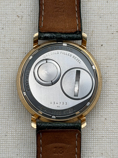 Accutron Spaceview Gold Filled Green Strap Vintage