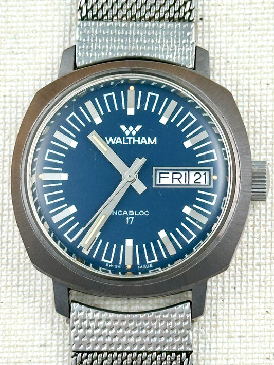 Waltham Blue Dial Day Date Vintage