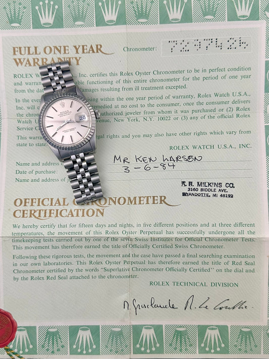 Rolex Datejust Full Set 1982 Vintage