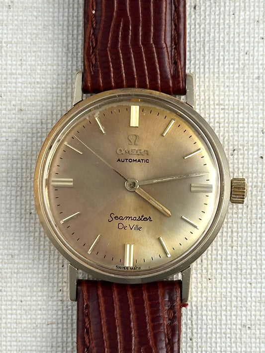Omega 14k Gold Seamaster De Ville Patina Dial Vintage