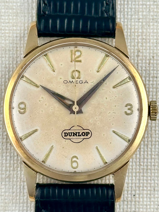 Omega "Dunlop" 9k Solid Gold Presentation Watch VIntage