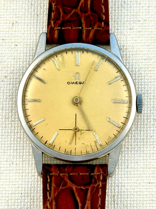Omega Small Seconds Vintage Yellow Patina Dial
