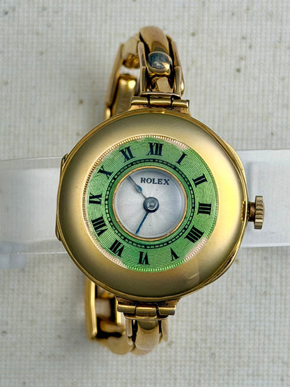 Rolex Roaring 20s Half Hunter 9k gold Ladies Cocktail Vintage